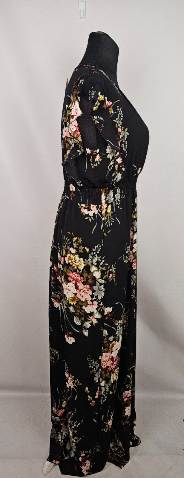 EK6454 Damen Kleid, schwarz mit Blumen, Gr.5XL2