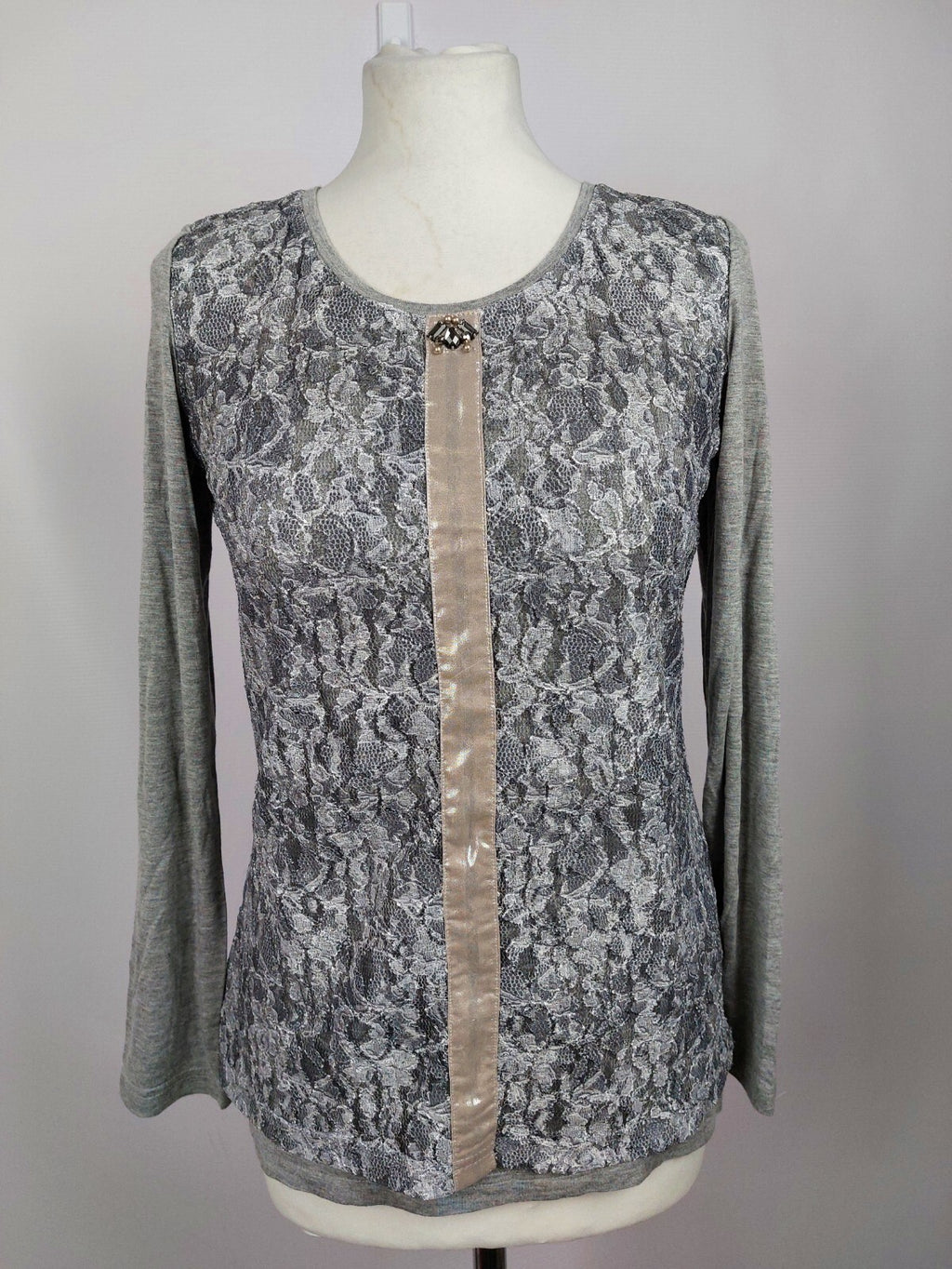 EK0325 Damen Langarmshirt von just white, grau, Gr. 340