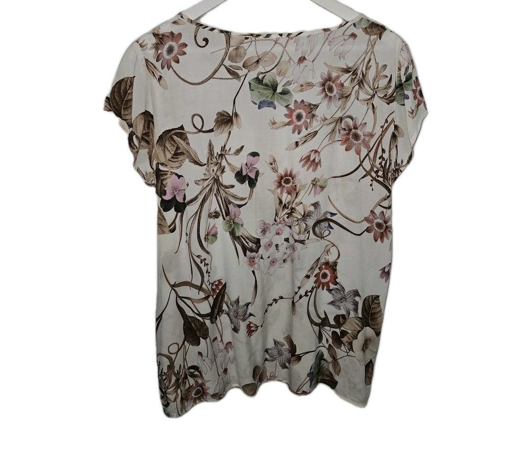 EK9850 Damen Bluse, weiß mit Blumenmuster, Gr.L (Größentabelle) 1