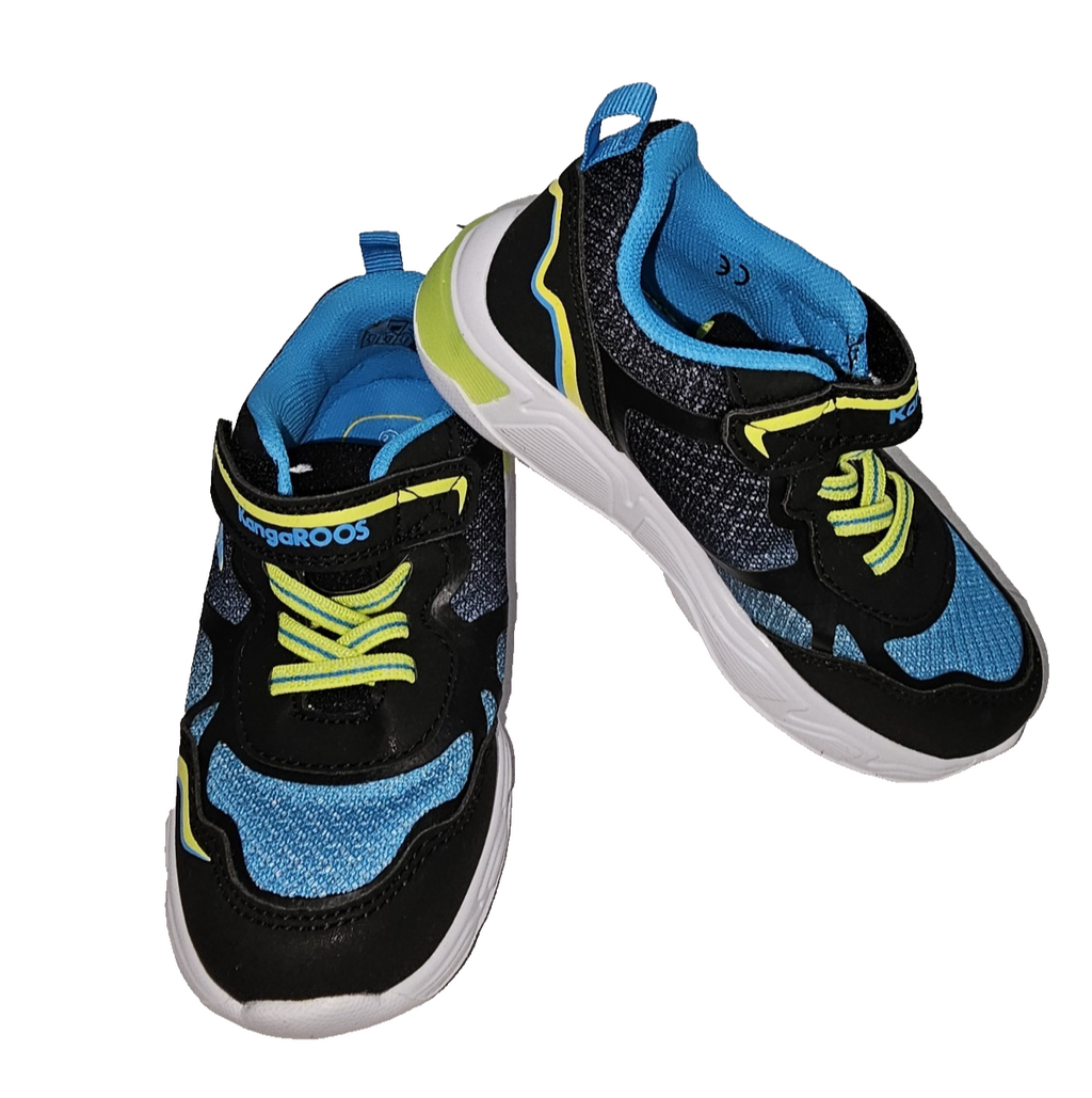 ES357 Kinder Sneaker von KangaRoos, blau-grün- schwarz, mit Lichteffekt, Gr.270