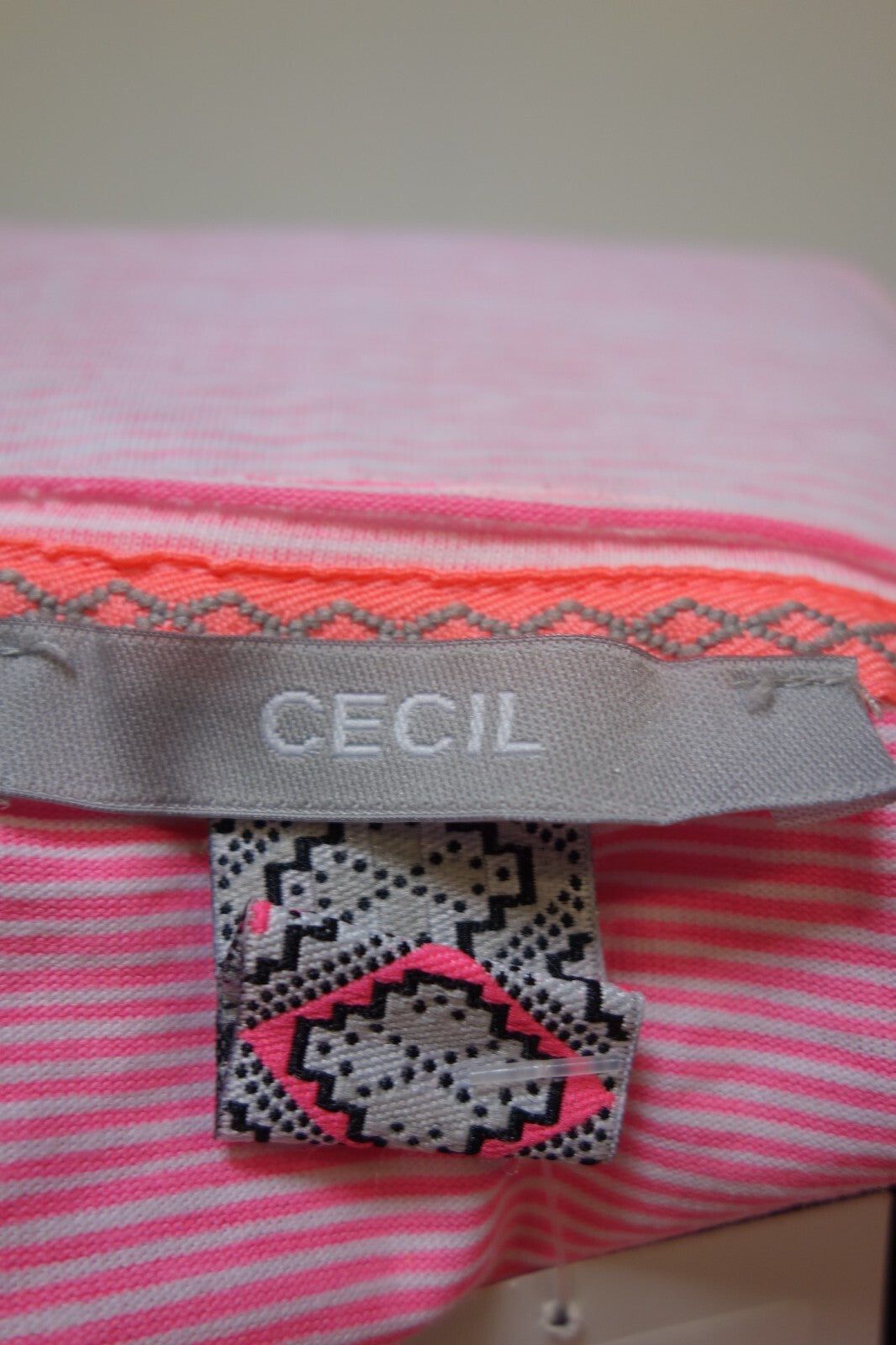 EK3374 Damen T-Shirt von Cecil, rosa/weiß gestreift, Gr. S6