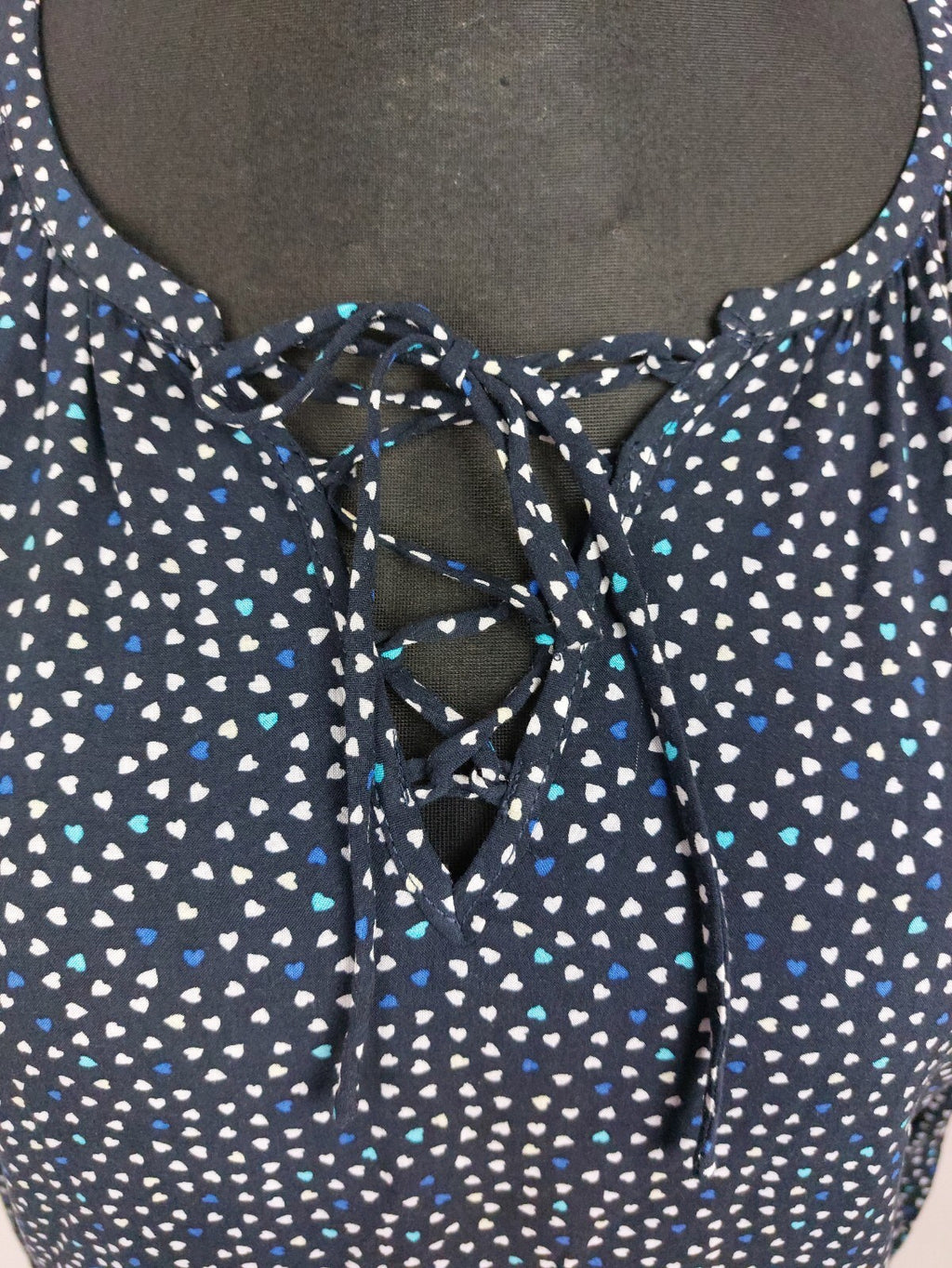EK4985 Damen Bluse von EDC, blau mit Herzen, Gr.M3