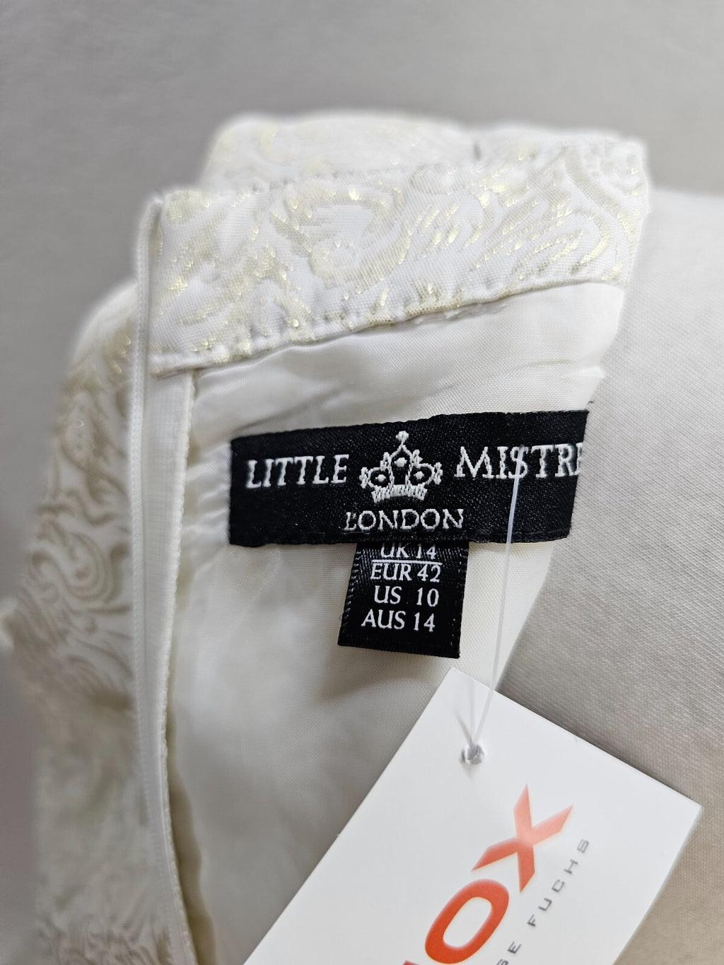 EK2852 Damen Kleid von Little Mistress, weiß/gold, Gr. 425