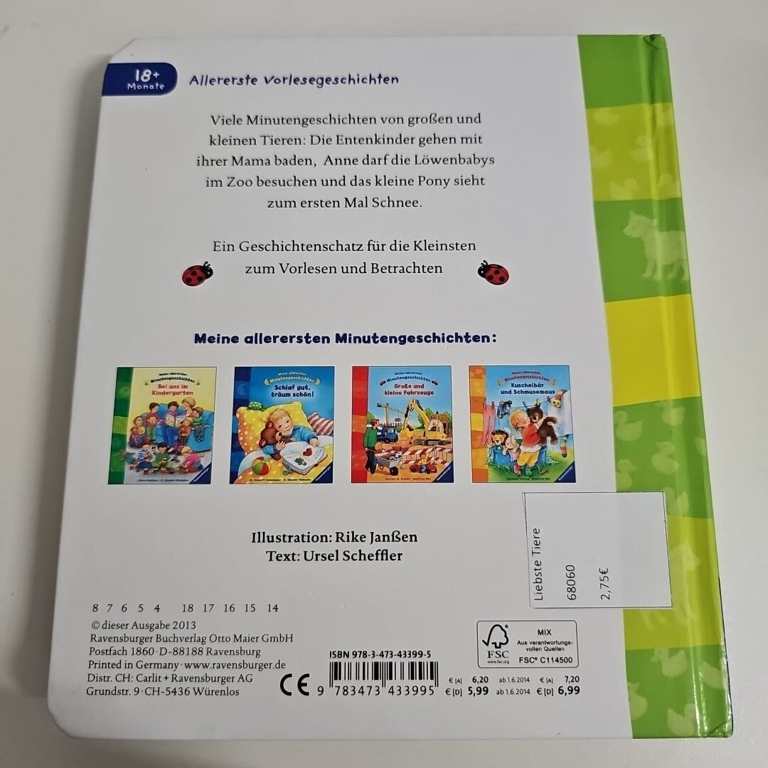 EB1223 Meine liebsten Tiere von Ursel Scheffler (2013, Kartonbuch)1