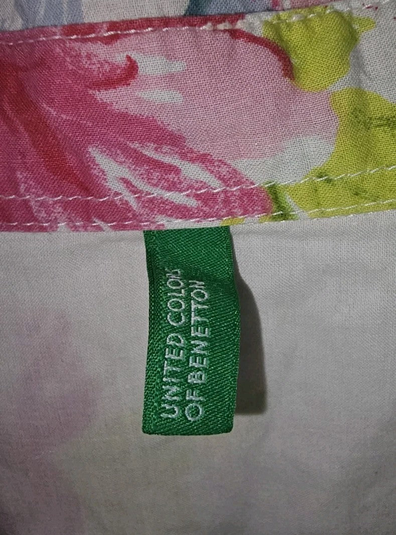 EK10050 Damen Bluse von United Colors Of Benetton, weiß mit Blumenmuster, Gr.M1