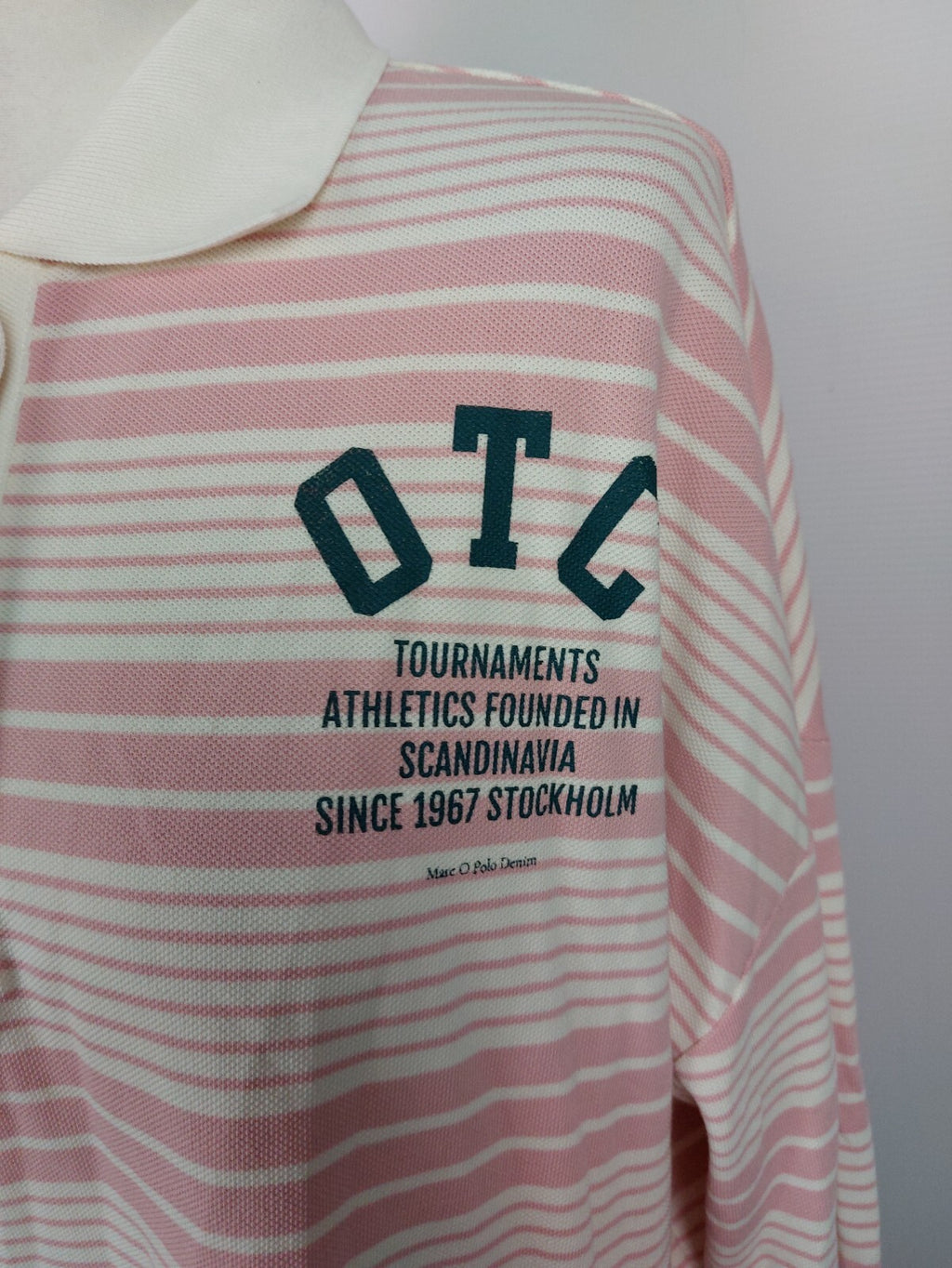 EK5033 Damen Polo, oversize, rosa/weiß gestreift von Marc O`Polo, Gr. M3