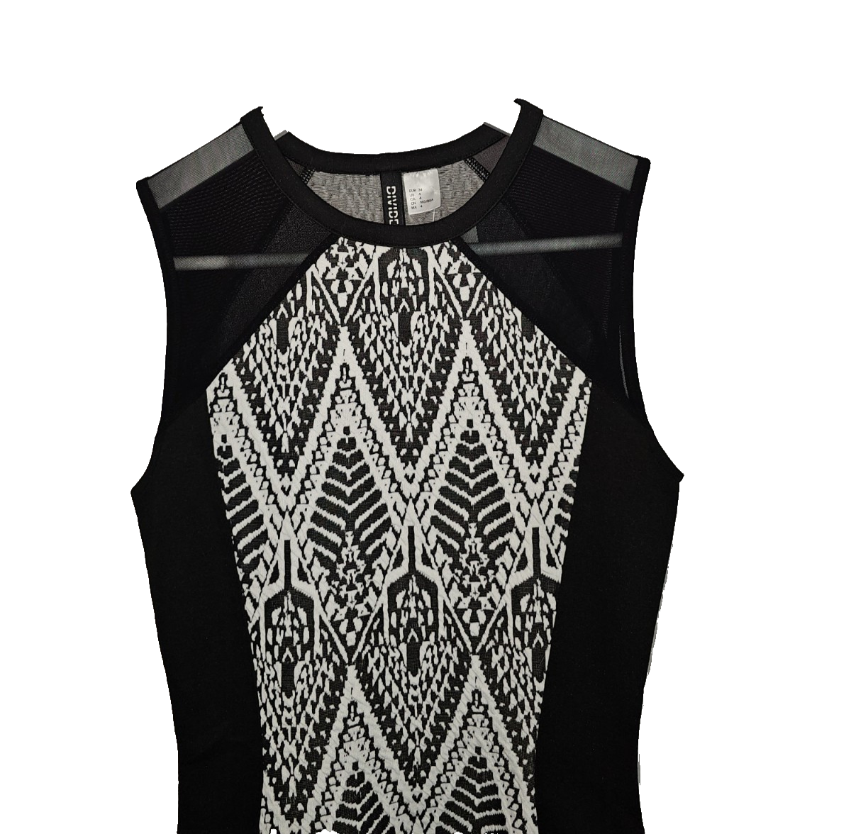 EK7082 Damen Kleid von H&M, Schwarz/weiß, Gr.341