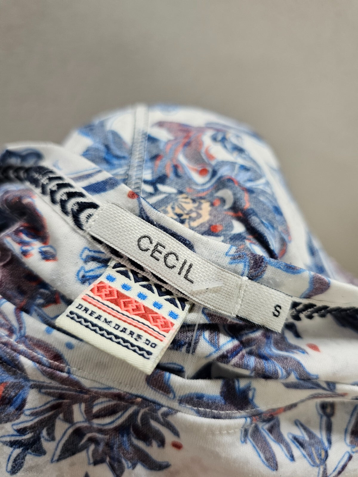 EK3972 Damen T-Shirt von Cecil, weiß/blau, Gr. S4