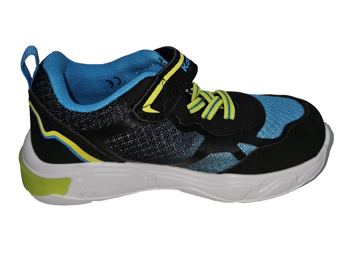 ES357 Kinder Sneaker von KangaRoos, blau-grün- schwarz, mit Lichteffekt, Gr.274