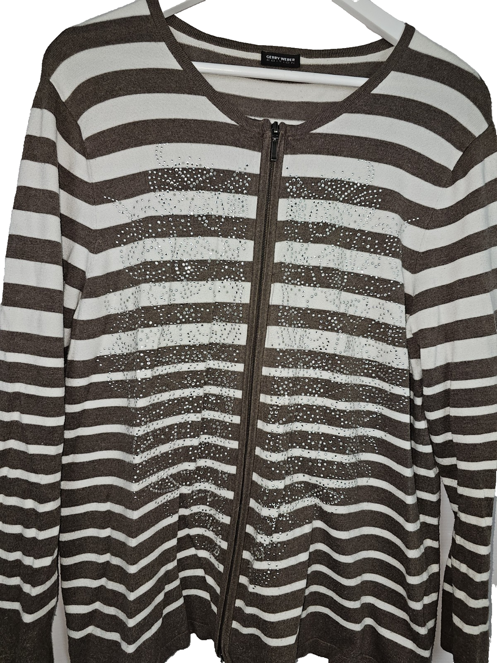 EK7774 Damen Strickjacke von Gerry Weber, braun-weiß, Gr.441