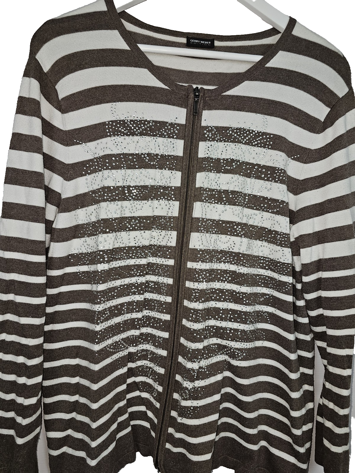 EK7774 Damen Strickjacke von Gerry Weber, braun-weiß, Gr.441