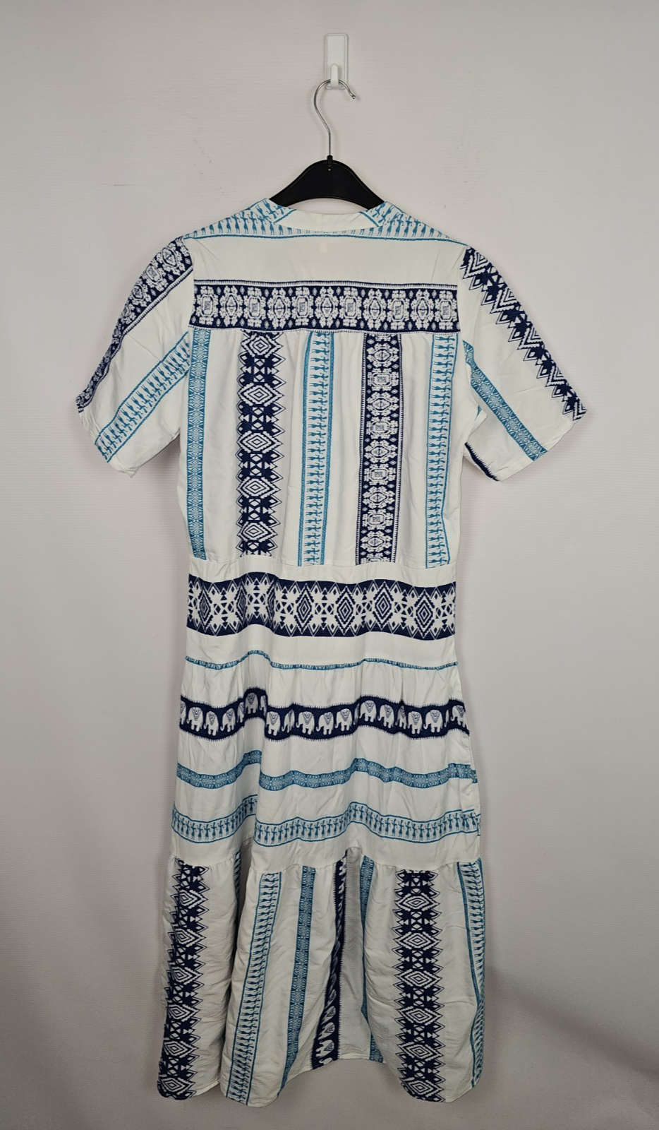 EK8037 Damen Kleid von Valerie Khalfon, Weiß/Blau, Gr.404