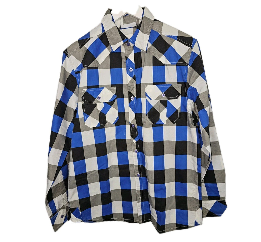 EK8345 Herren Hemd von Kik, blau-weiß,schwarz, Gr.S (37/38)0