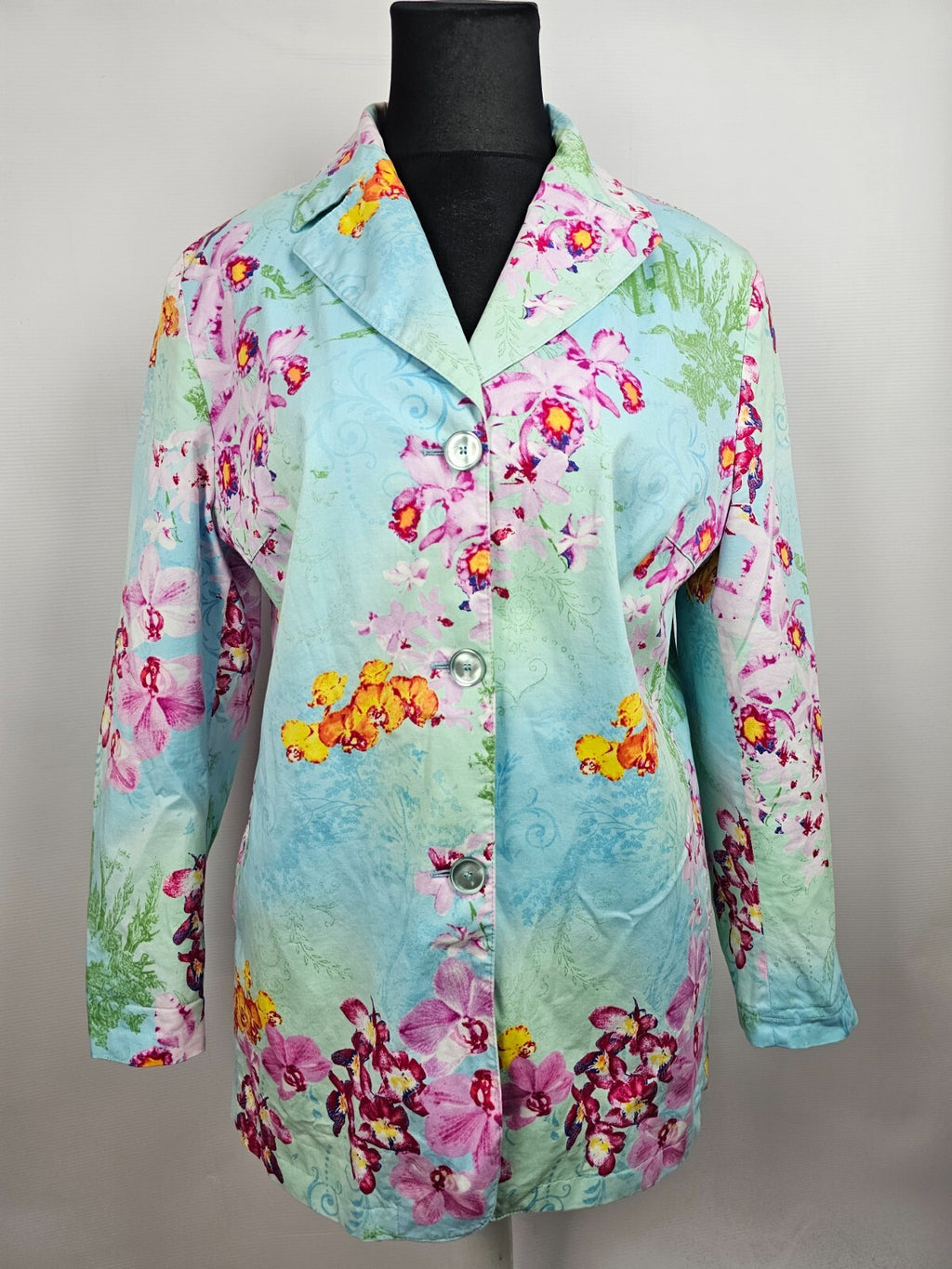 EK5434 Damen Jacke, blau mit Blumen, Gr. 480