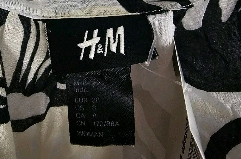 EK8864 Damen Bluse von H&M, Weiß/Schwarz, Gr. 381