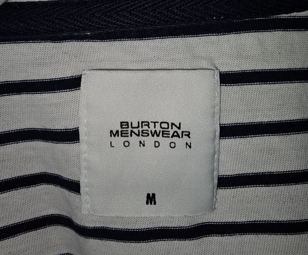 EK8050 Herren Langarmshirt von Burton Menswear, weiß-blau, Gr.M1