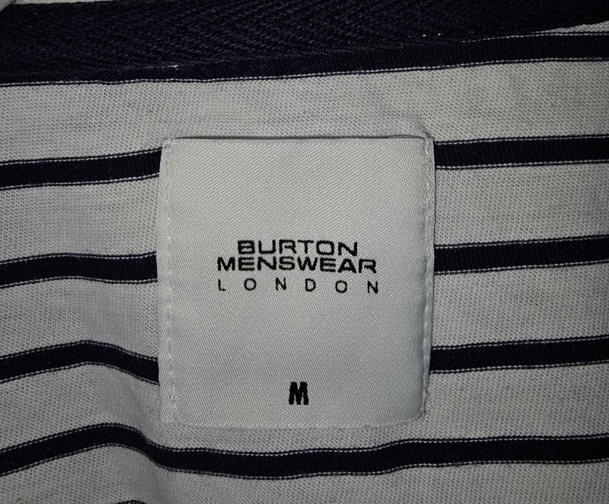 EK8050 Herren Langarmshirt von Burton Menswear, weiß-blau, Gr.M1