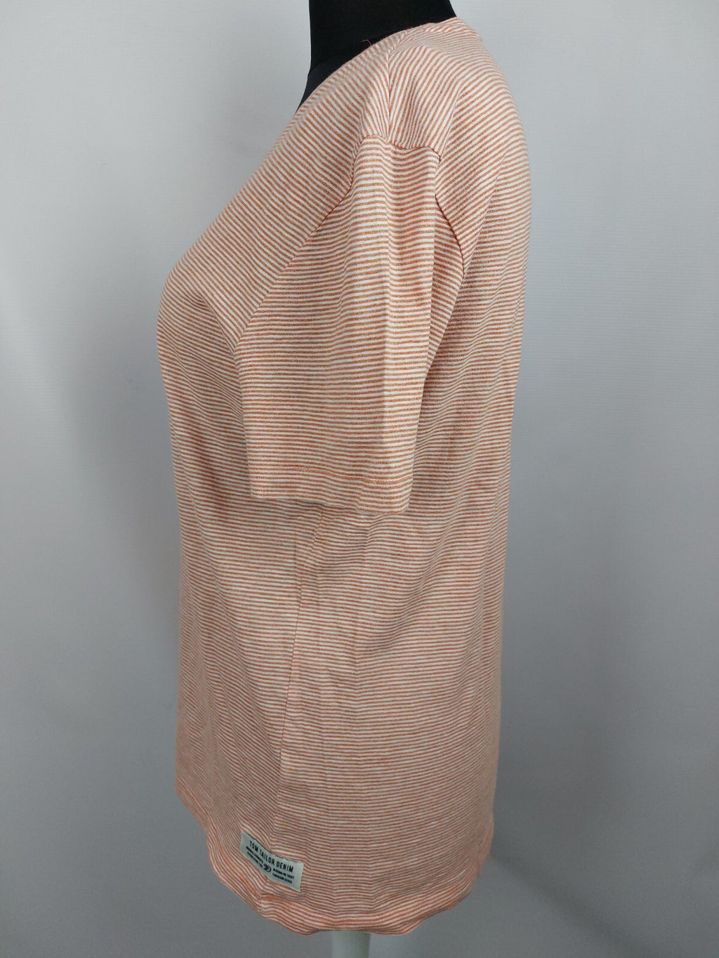 EK3832 Damen T-Shirt von Tom Tailor, orange/weiß gestreift, Gr. XL3