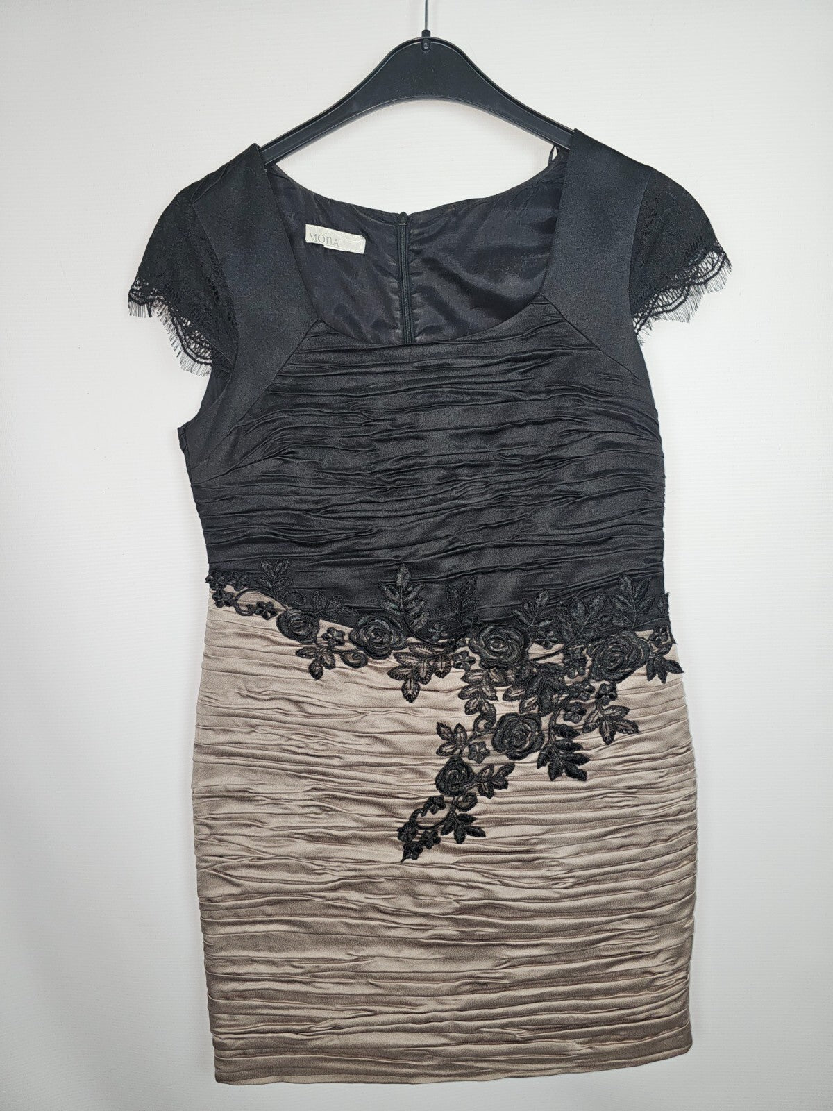 EK2537 Damen Kleid von MONA , Graubeige-schwarz, Gr.. s1