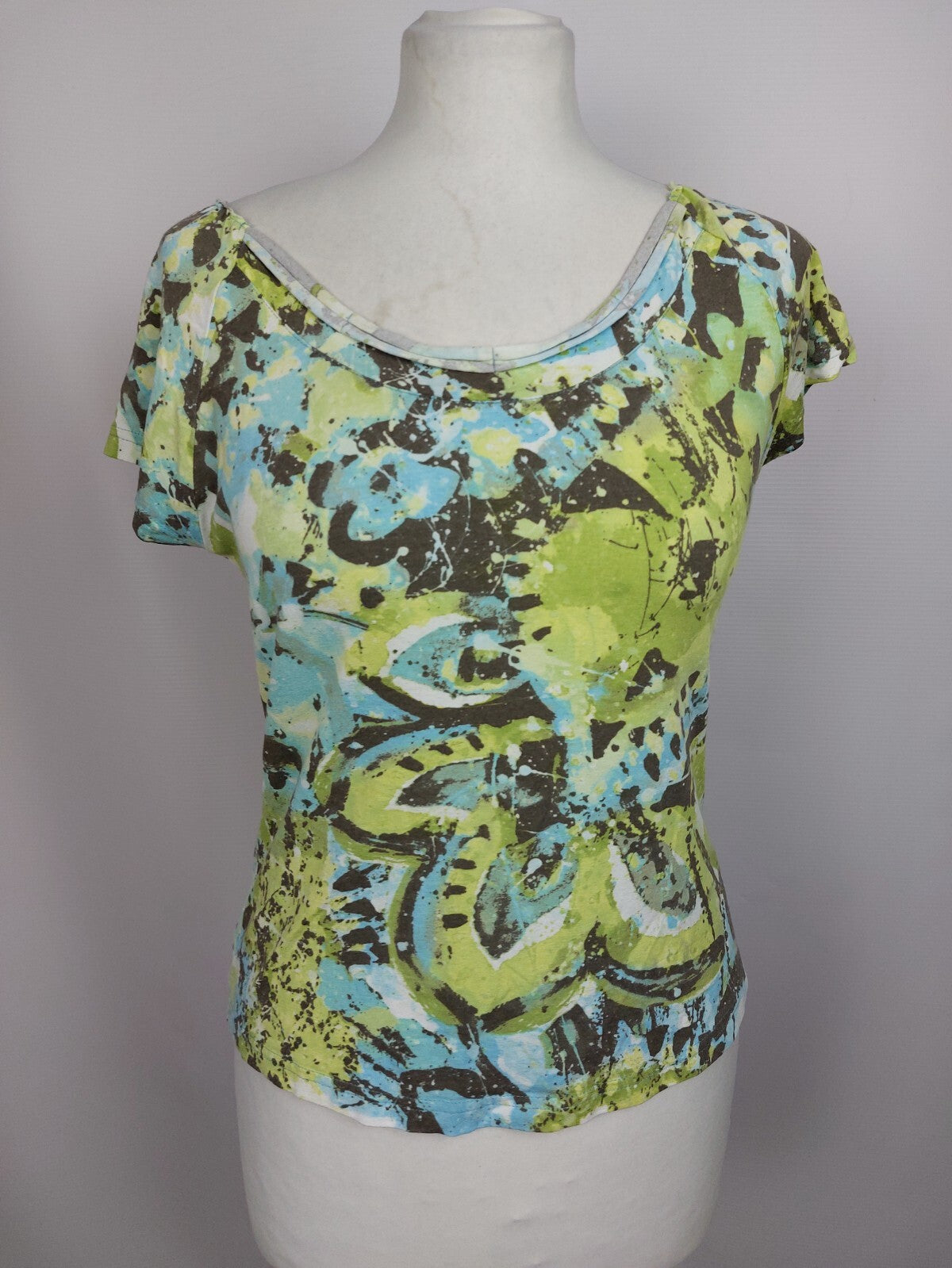 EK4777 Damen T-Shirt von Modee, grün/blau/braun, Gr. 380