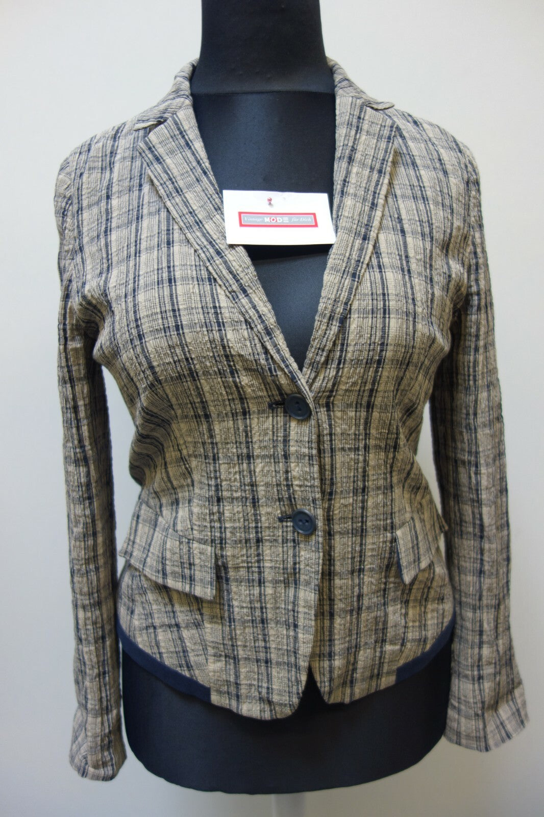 EK0948 Betty Barclay Blazer kariert, Gr 40  braun beige schwarz unterfüttert0