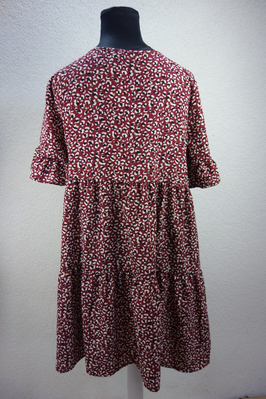 EK0599 Damen Kleid von SheIn, dunkelrot mit Muster, Gr. XL3