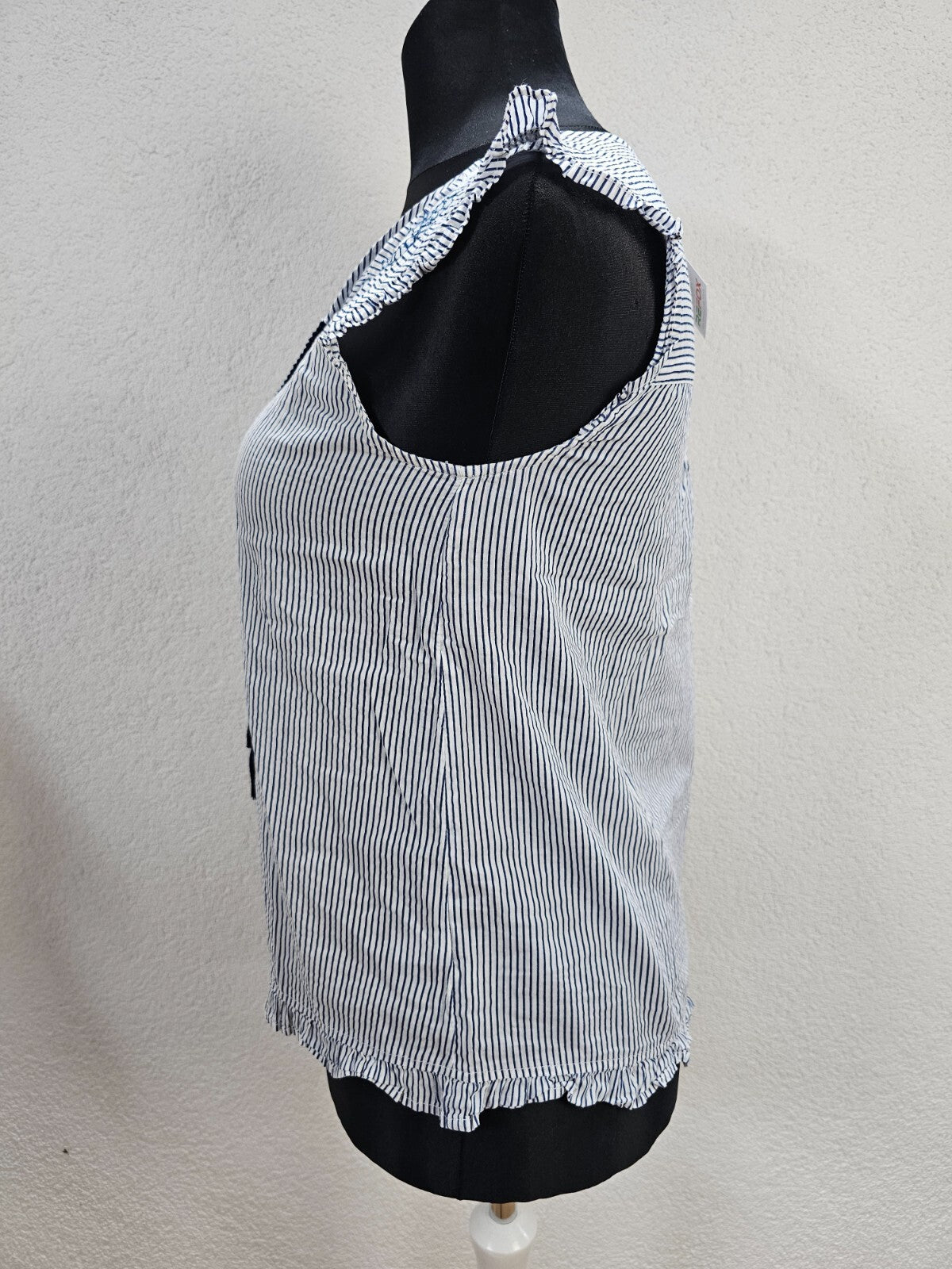 EK5932 Damen Bluse von Gina, weiß/blau gestreift, Gr. 403