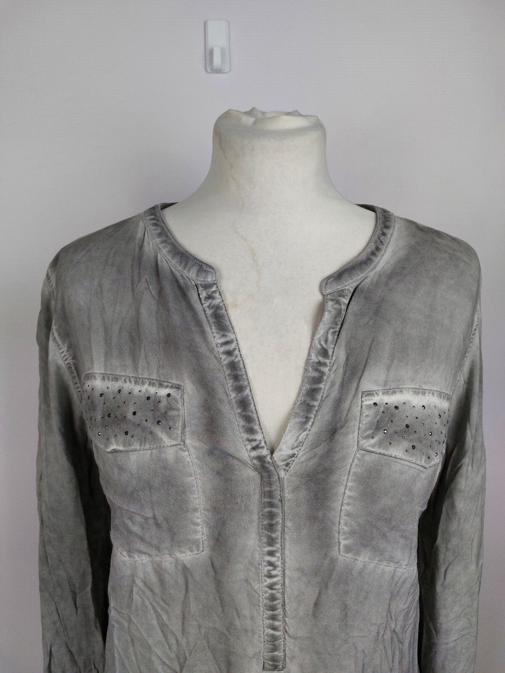 EK0484 Damen Bluse von Tom Tailor, grau, Gr. 361