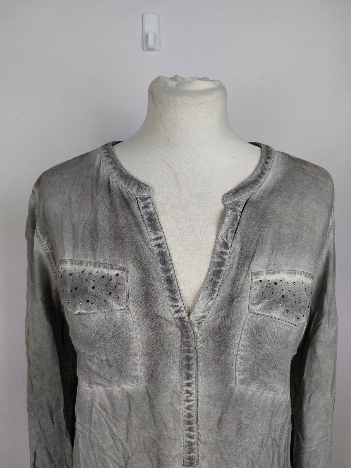 EK0484 Damen Bluse von Tom Tailor, grau, Gr. 361