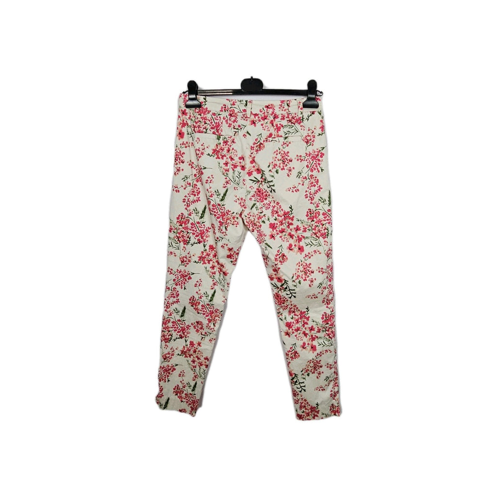 EK9558 Damen Hose Poa Zaitalia Gr.42 Weiß Mit Blumenmuster2