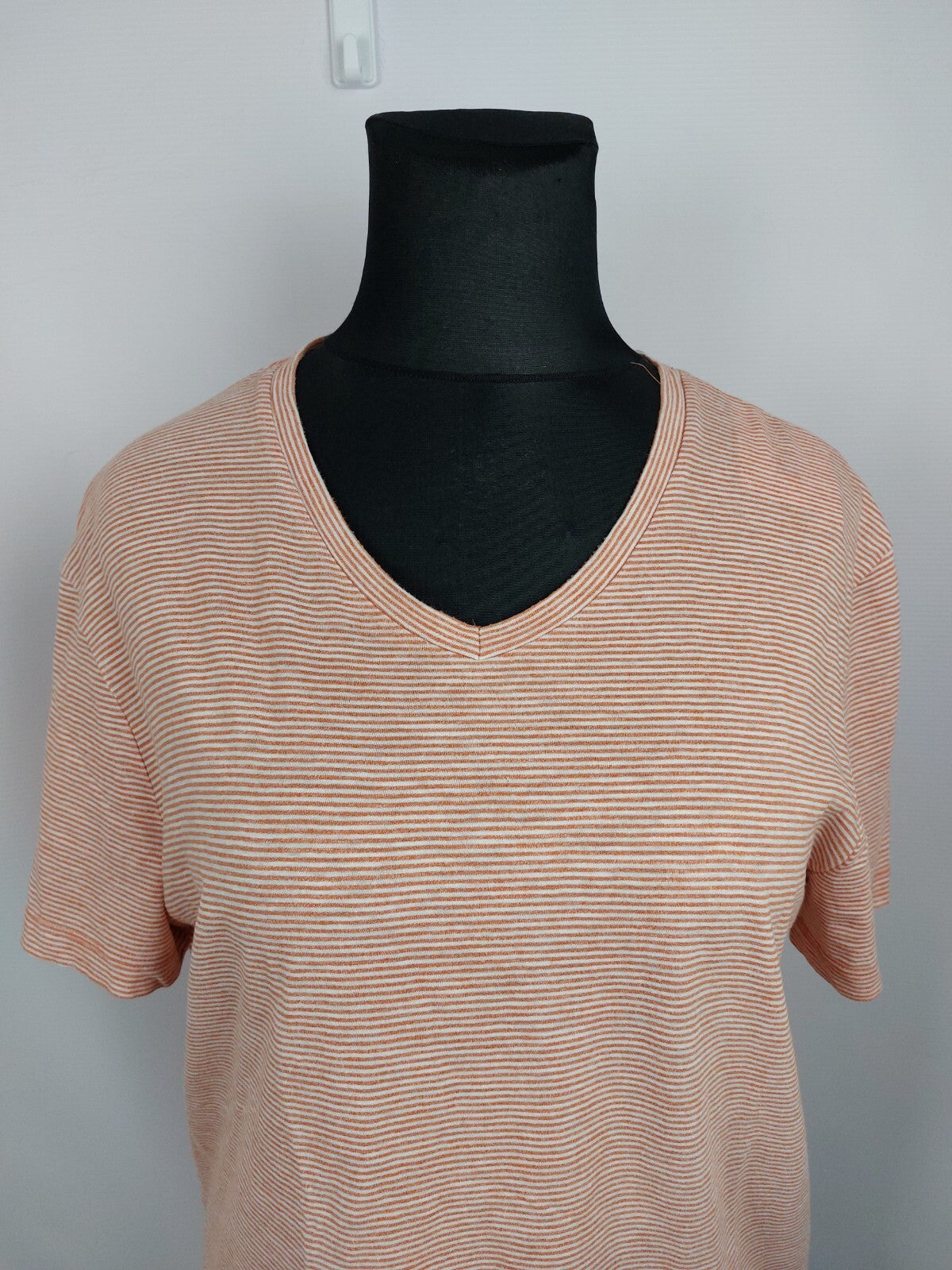 EK3832 Damen T-Shirt von Tom Tailor, orange/weiß gestreift, Gr. XL1