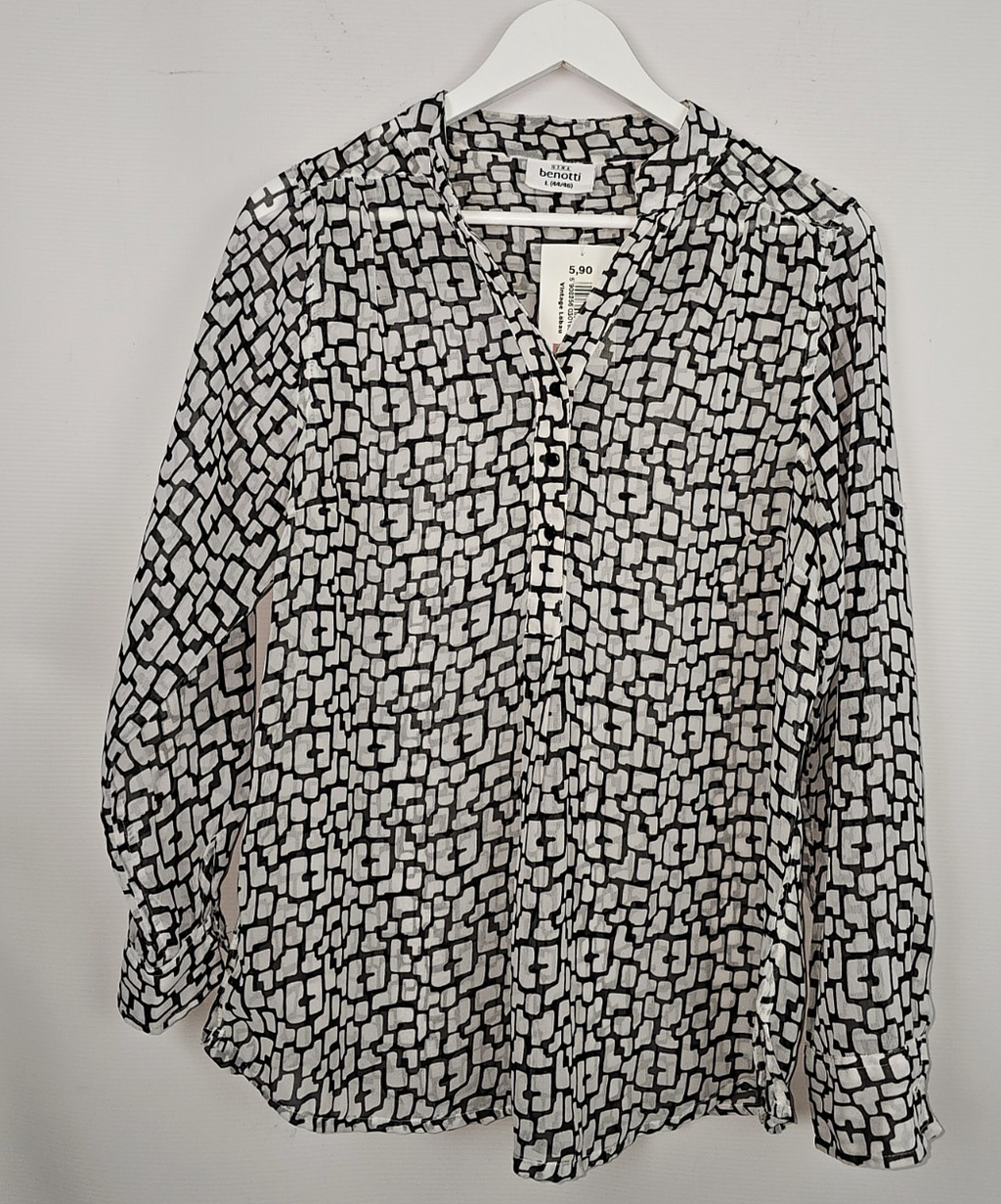 EK7809 Damen Bluse von Gina Benotti, schwarz-weiß, Gr.L0