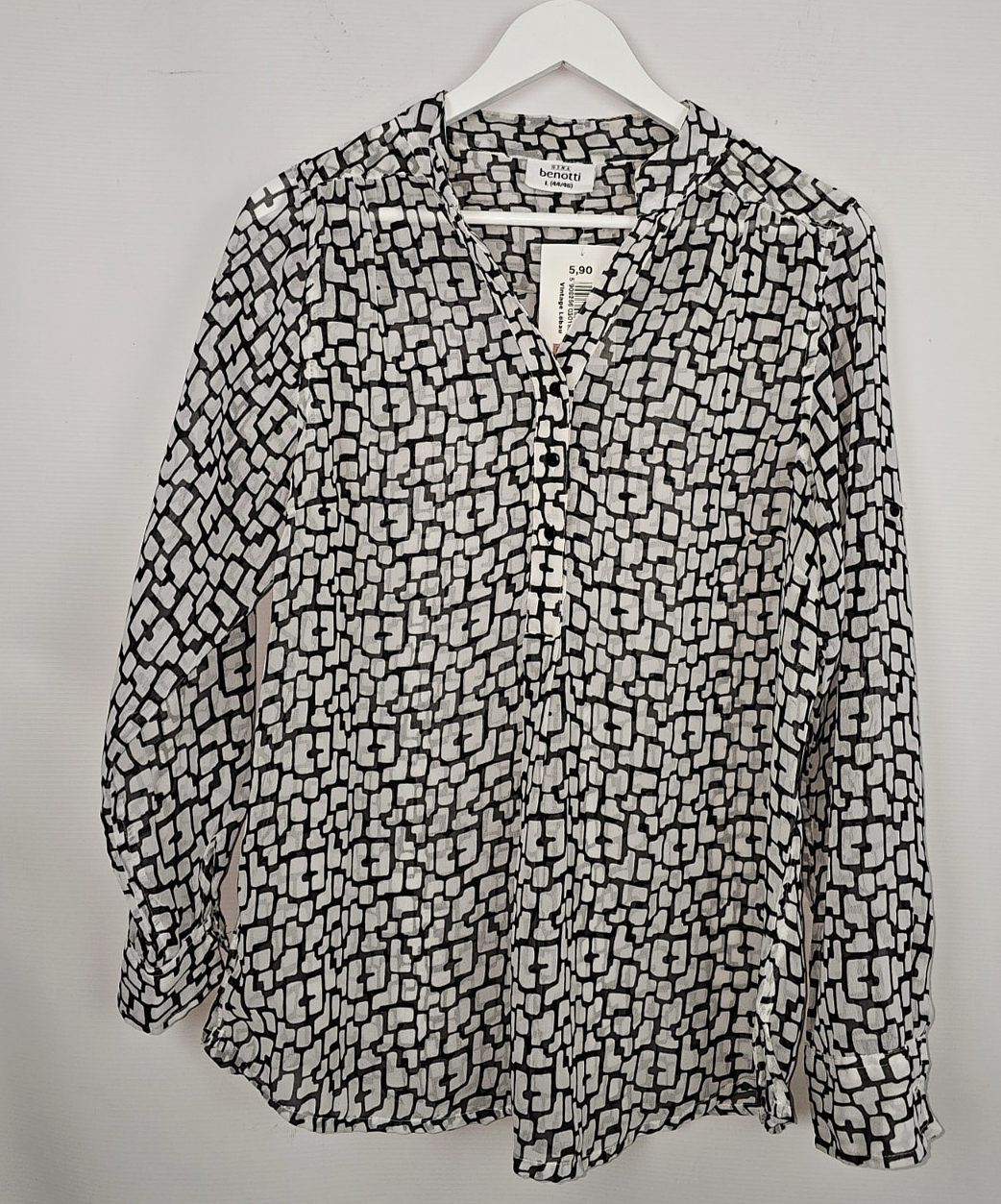 EK7809 Damen Bluse von Gina Benotti, schwarz-weiß, Gr.L0