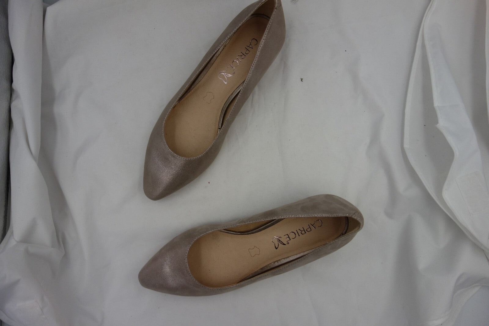 ES0084 Damen Ballerinas von Caprice, graubeige glitzernd, Gr.3,53