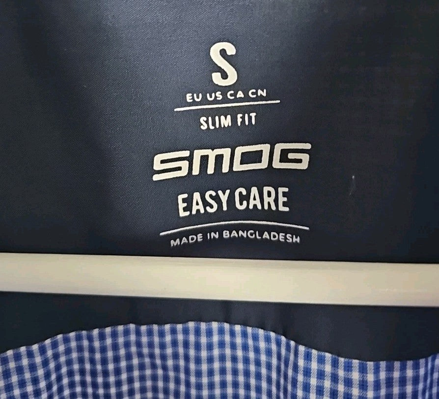 EK9226 Herrenhemd Smog Gr.S Blau Karriert1