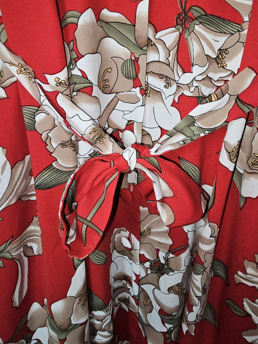 EK8076 Damen Kleid von D&D, rot mit Blumenmuster, Gr.XL3