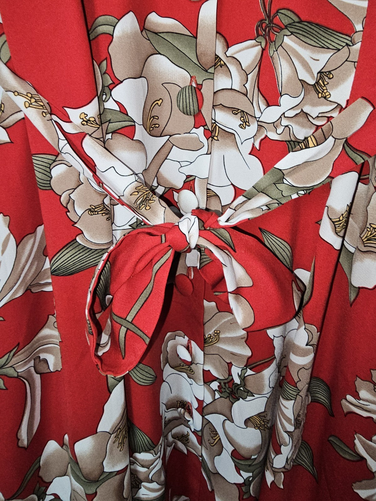 EK8076 Damen Kleid von D&D, rot mit Blumenmuster, Gr.XL3