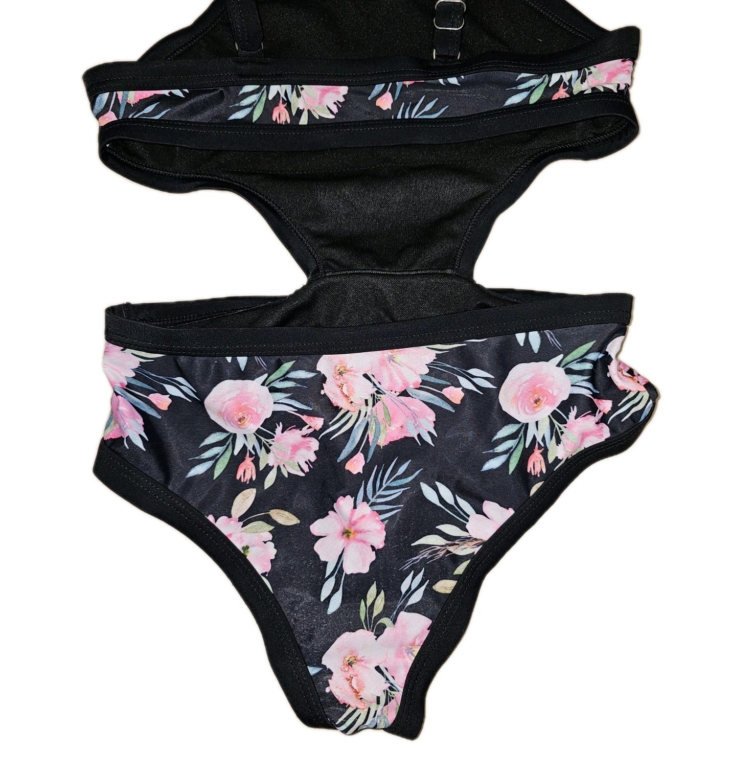 EK10873 Mädchen Badeanzug von SheIn, schwarz mit Blumenmuster, Gr.10Y (134-140)5