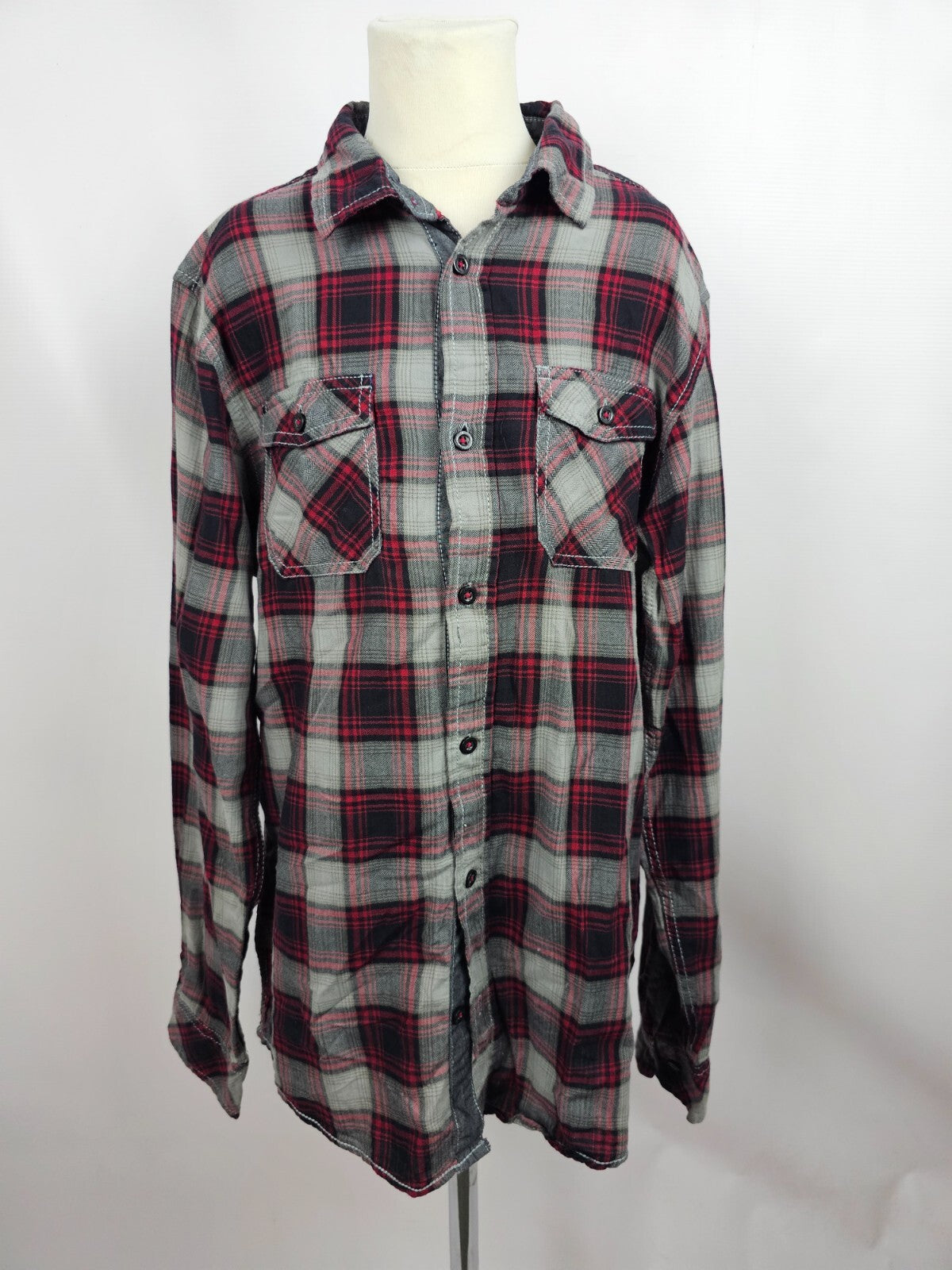 EK5608 Mädchen Bluse von C&A, grau/rot, kariert, Gr. 170/1760