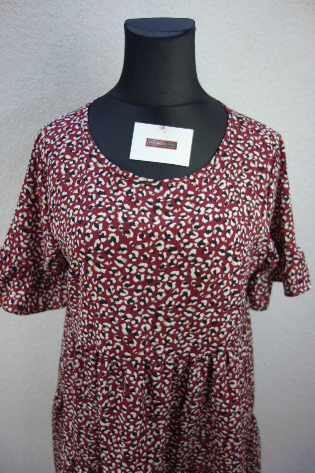 EK0599 Damen Kleid von SheIn, dunkelrot mit Muster, Gr. XL1