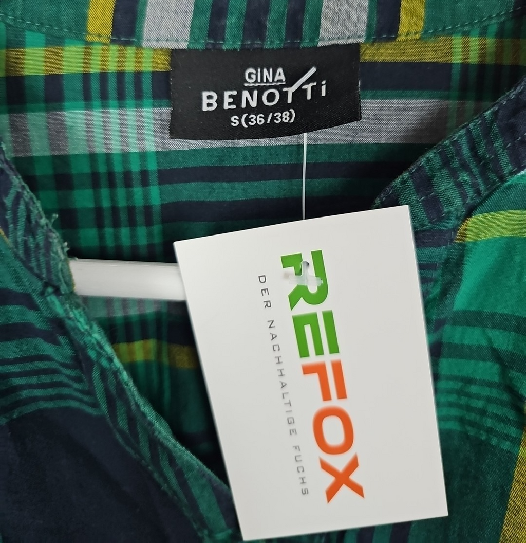 EK8267 Frauen Bluse Gina Benotti Gr36/38 Grün Karriert 1