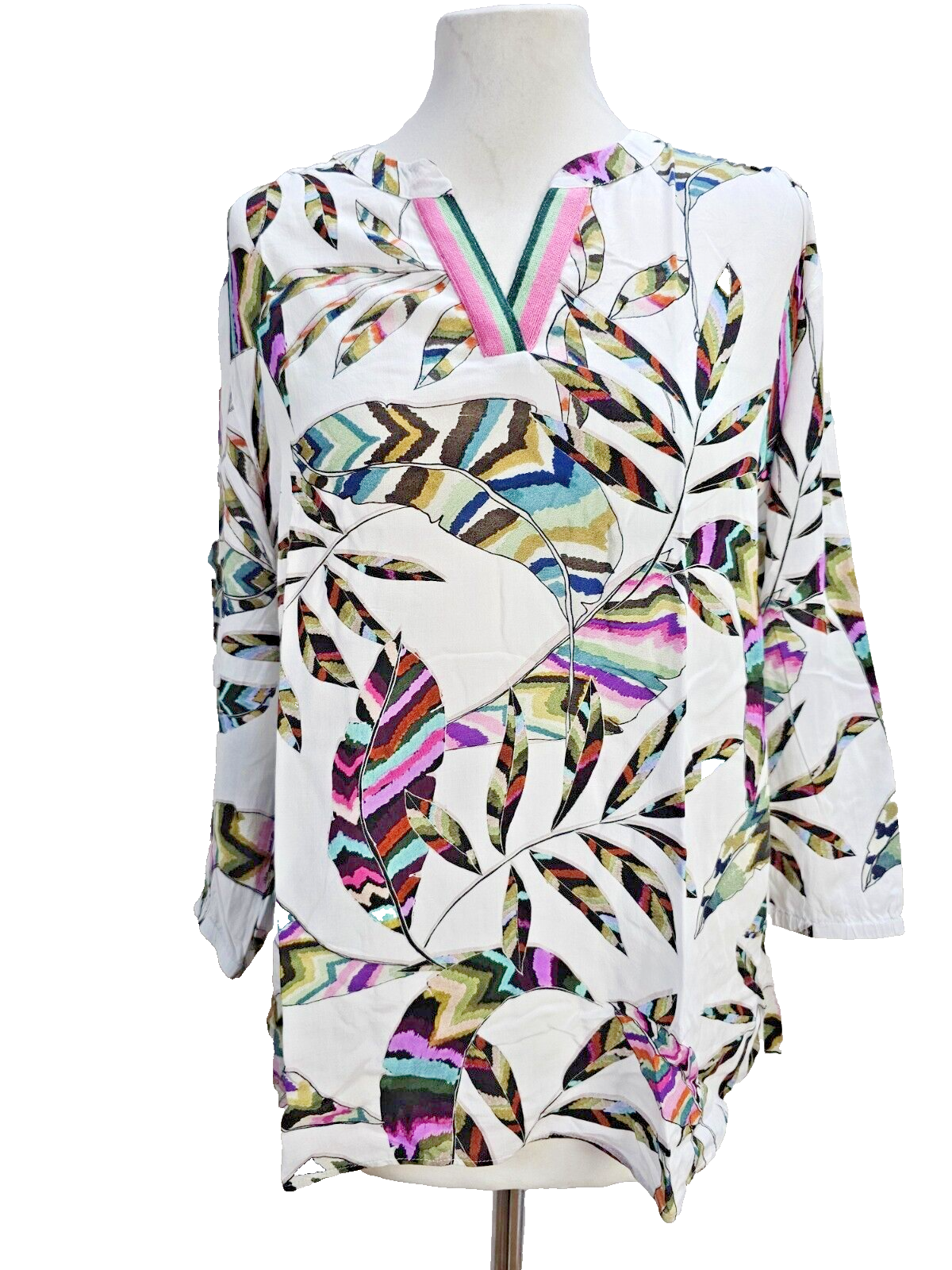 EK6494 Damen Bluse von Erfo, weiß mit Muster, Gr.380