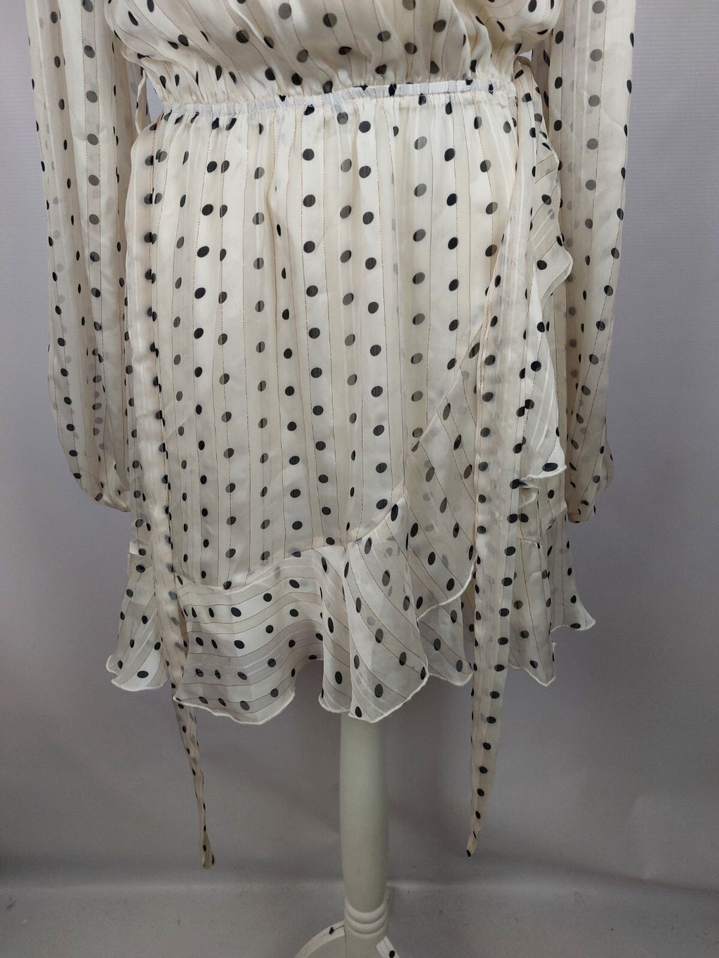 EK4919 Damen Kleid von Loavies, beige, gepunktet, Gr. L3