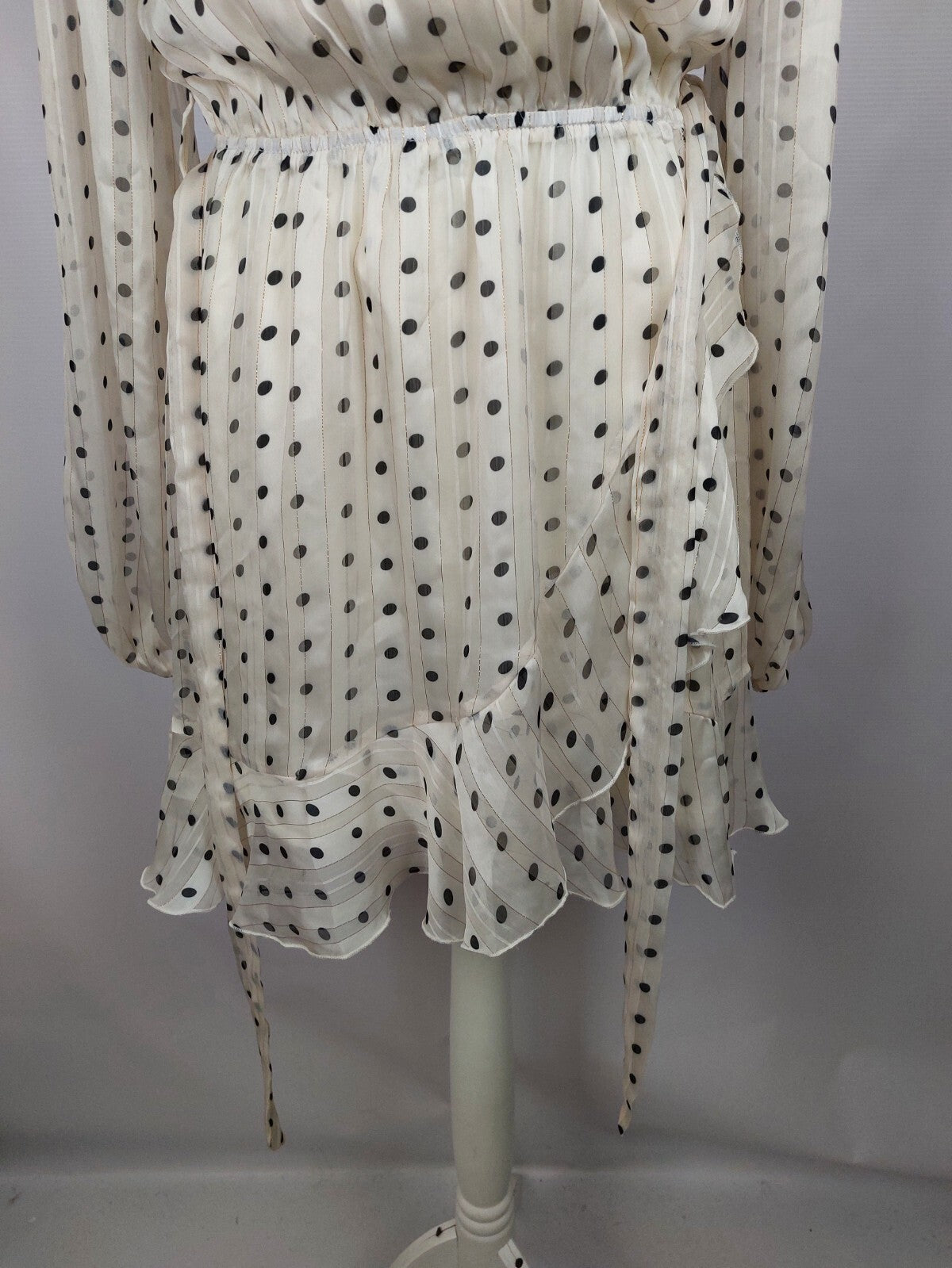 EK4919 Damen Kleid von Loavies, beige, gepunktet, Gr. L3