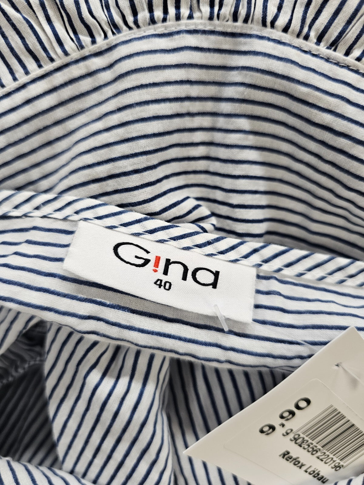 EK5932 Damen Bluse von Gina, weiß/blau gestreift, Gr. 406