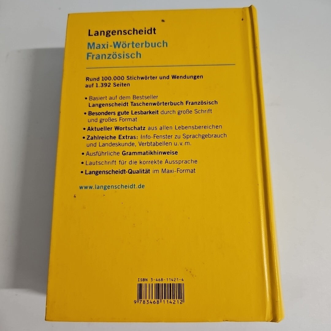 EB2028 Langenscheidt Maxi-Wörterbuch Französisch Gelb Hardcover1