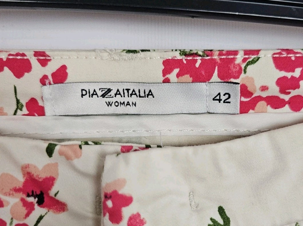 EK9558 Damen Hose Poa Zaitalia Gr.42 Weiß Mit Blumenmuster1