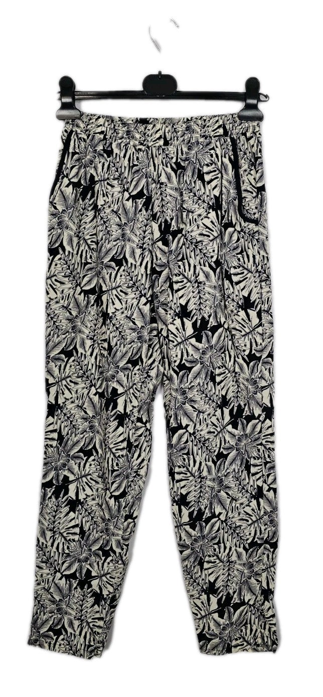 EK9599 Damen Stoff Hose, Schwarz/Weiß, Gr. Ca Xs/S0