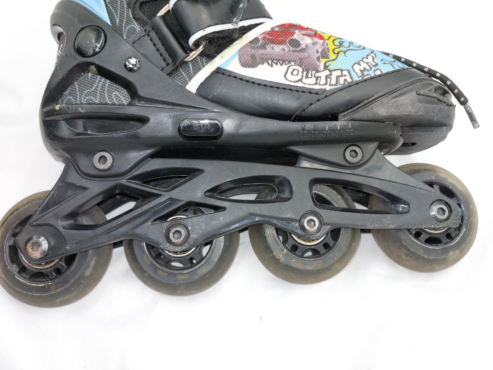 ES0151 Kinder Inlineskater von Hot Wheels, schwarz-blau, Gr.28 bis 324