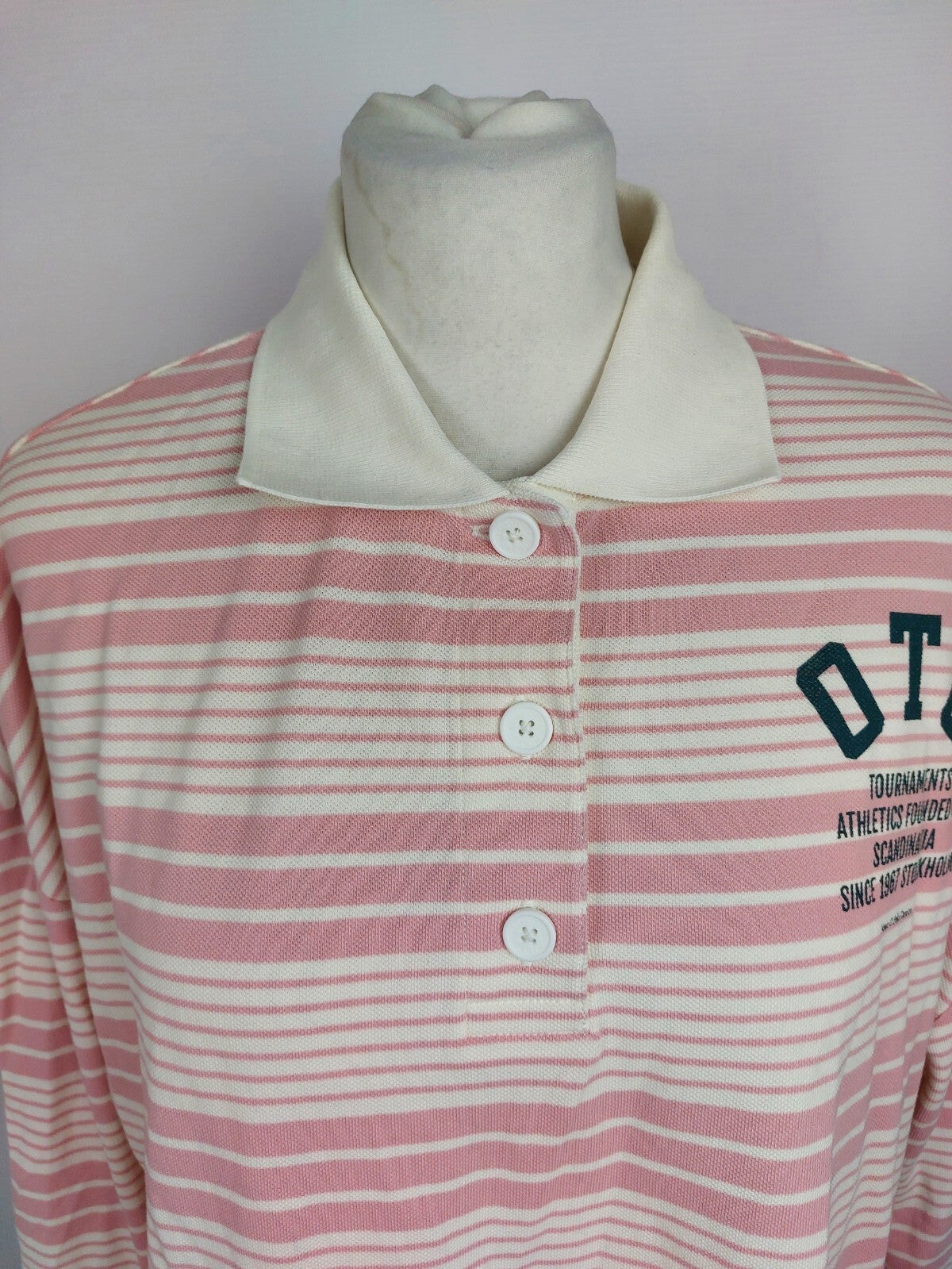 EK5033 Damen Polo, oversize, rosa/weiß gestreift von Marc O`Polo, Gr. M1